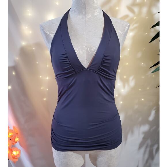Athleta Shirrendipity Halter Tankini Swim Top Womens Size ST Dress Blue Beach - Picture 1 of 11